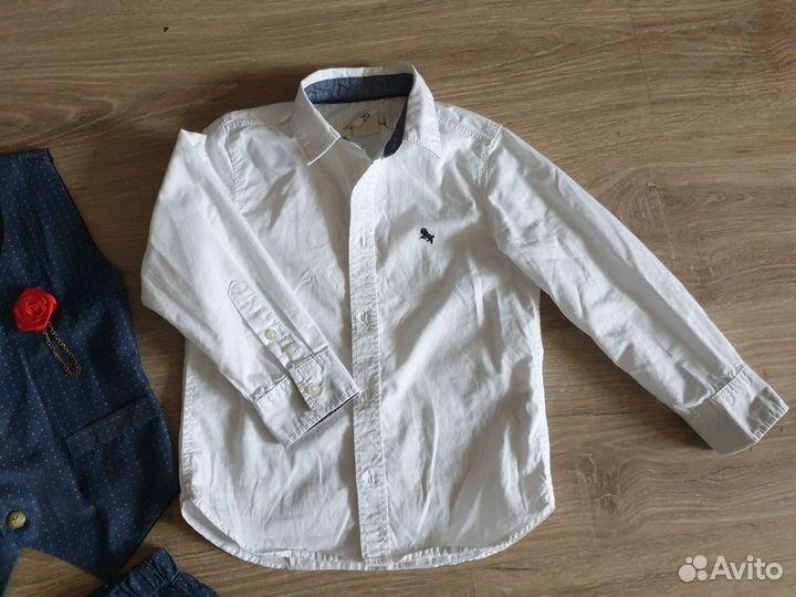 Рубашка белая 104 h&m жилетка брюки
