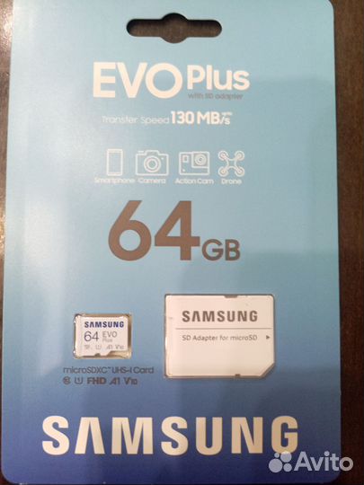 Карта памяти micro sd Samsung Evo Plus 64Gb