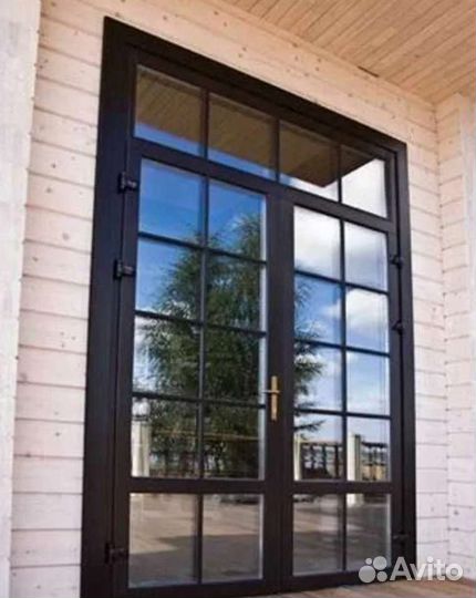 Дверь пвх штульповая с двумя створками открывания