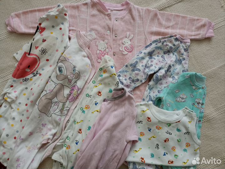 Пакет вещей комбинезоны боди 74-80 р для девочки