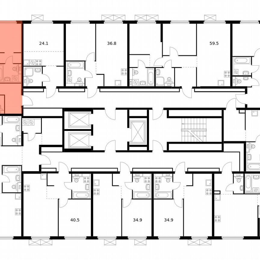 2-к. квартира, 57,4 м², 2/13 эт.