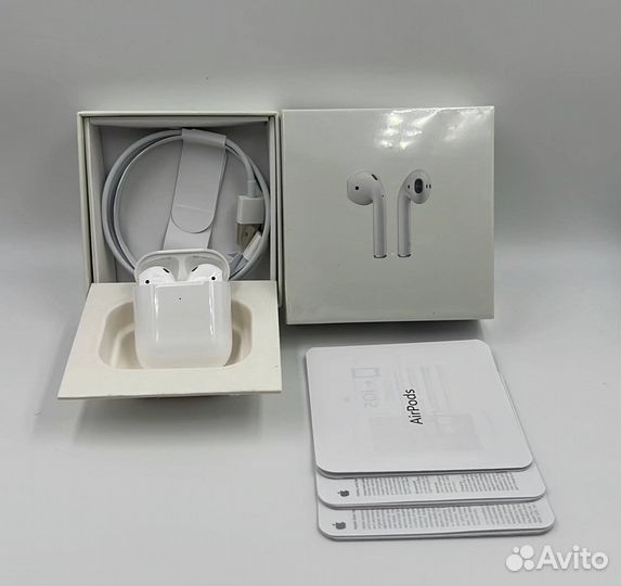 Наушники Airpods 2 premium новые чехол в подарок