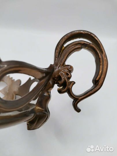 Конфетница Ваза Синее стекло Аллюминий СССР