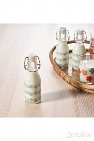 Набор 3шт стеклянных бутылок с пробкой 150мл IKEA