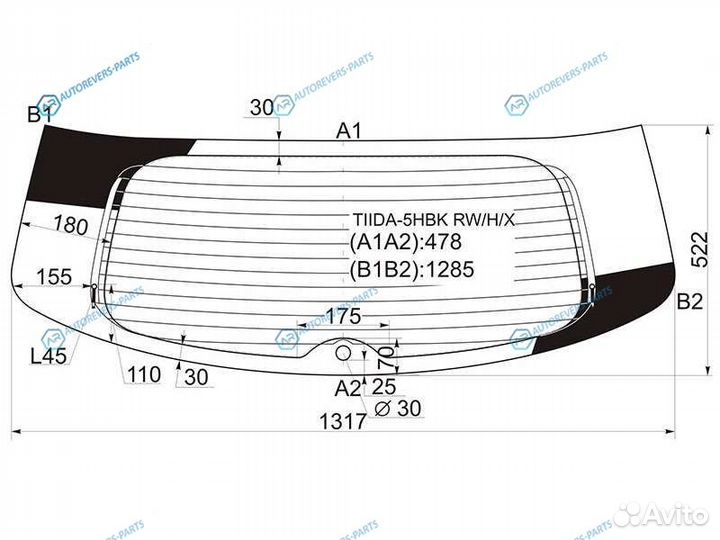 Tiida-5HBK rwhx Стекло заднее с обогревом nissan t