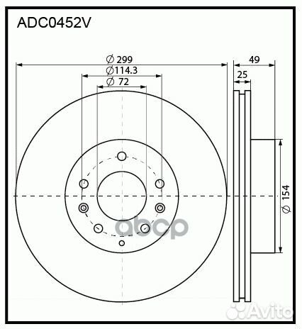 Диск тормозной перед ADC0452V allied nippon