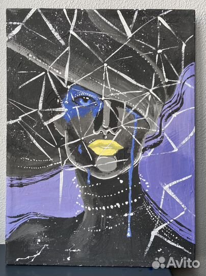 Картина акрилом на холсте абстракция