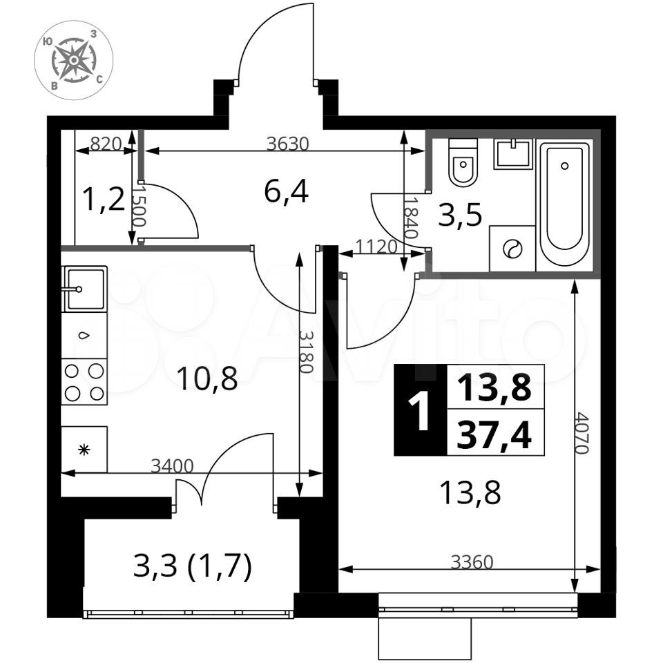 Купить 1-к. квартира, 37,4 м², 6/22 эт. в Москве без посредников.  Объявление номер - 3599093556