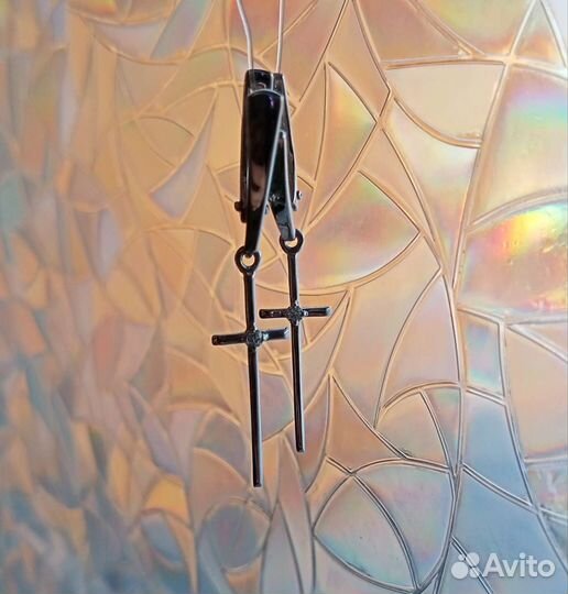 Серебряные серьги крестики 925 новые