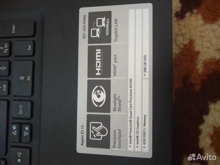 Ноутбук Acer aspire ES 15 состояние нового