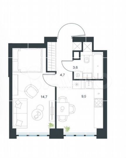 1-к. квартира, 32,9 м², 14/69 эт.