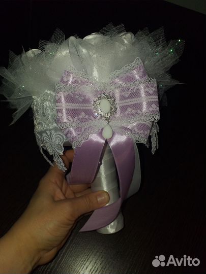 Свадебные букеты из атласных лент