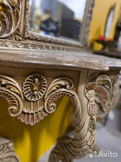 Зеркало консоль дерево мрамор винтажные