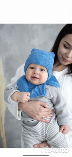 Шапка шлем с манишкой на пуговке 