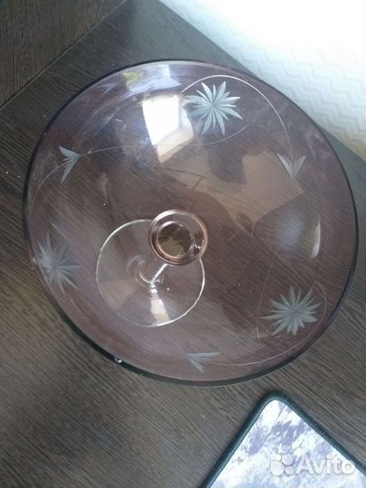 Ваза на ножке цветное стекло СССР