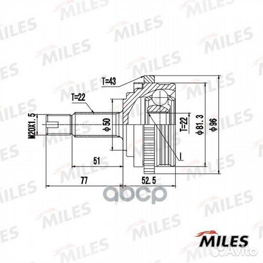 GA20728 miles шрус наружний с ABS GA20728 Miles