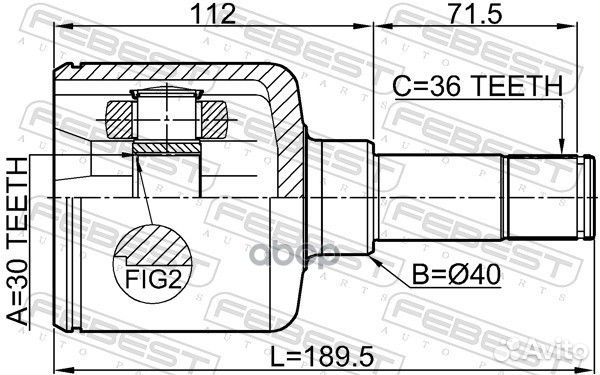 ШРУС внутренний левый 30X40X36 Ford Transit 2.2D
