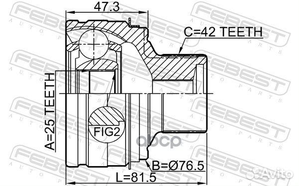 ШРУС наружный 25X76.5X42 audi A5 08- 1710A4 Febest