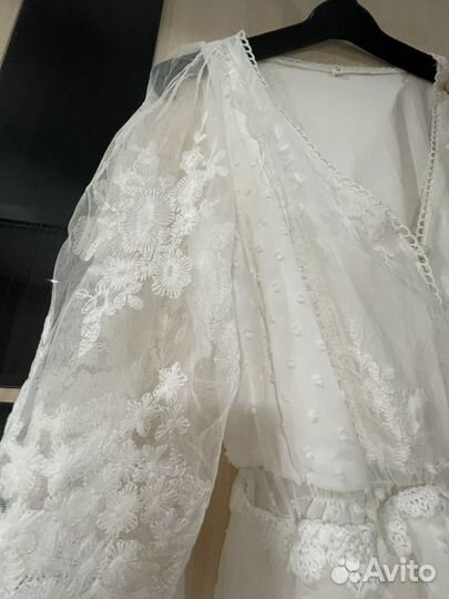 Белое платье длинное размер M