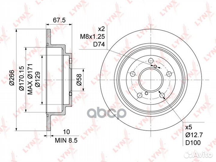 Диск тормозной зад BN1126 lynxauto