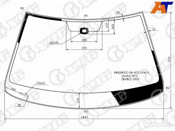 Стекло лобовое volkswagen passat CC