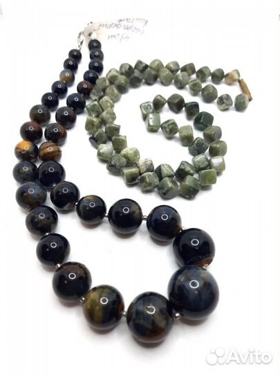 Бусы из Натурального камня Лабрадорит и Гроссуляр