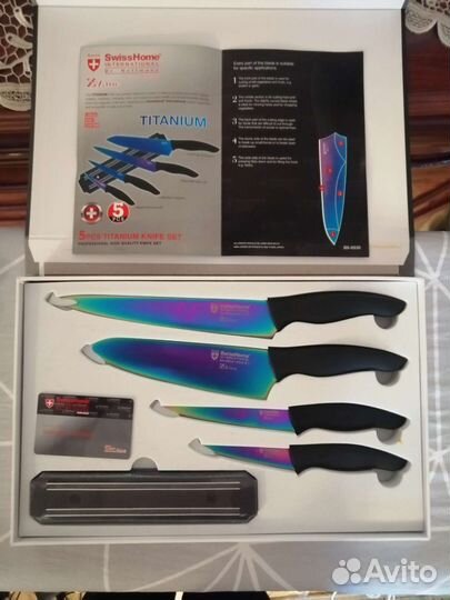Набор титановый кухонных ножей SwissHome Titanium