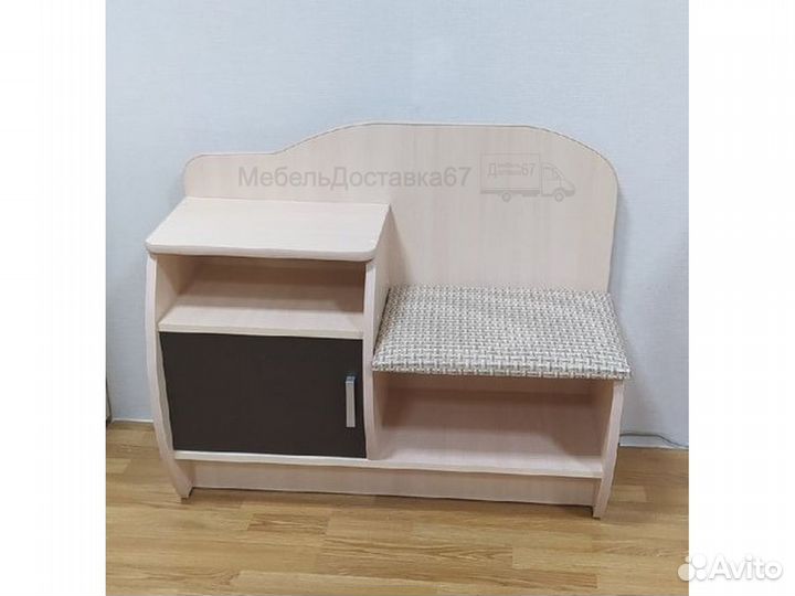 Обувница (скамья) №4 дуб молочный/венге, шинил