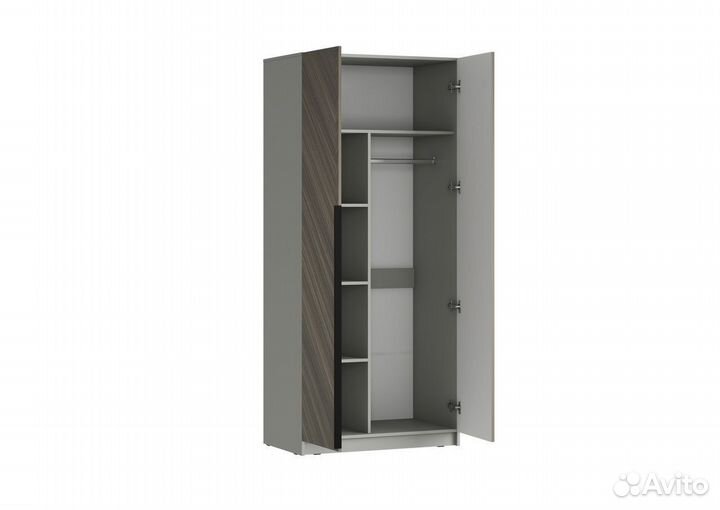 Борн Шкаф Шиншилла Серая матовая Шпон орех мокко