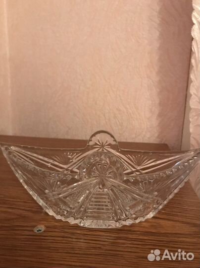 Хрустальная ваза ладья