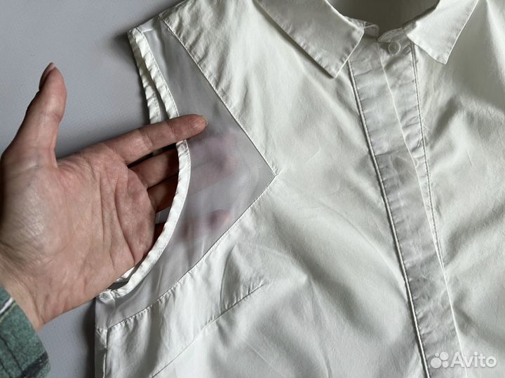 Летняя белая рубашка безрукавка жилетка хлопковая