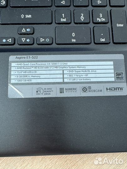 Ноутбук acer aspire E1-522
