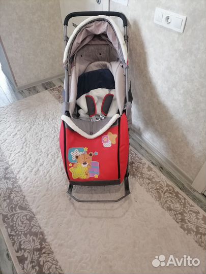 Детские санки коляска с колесами