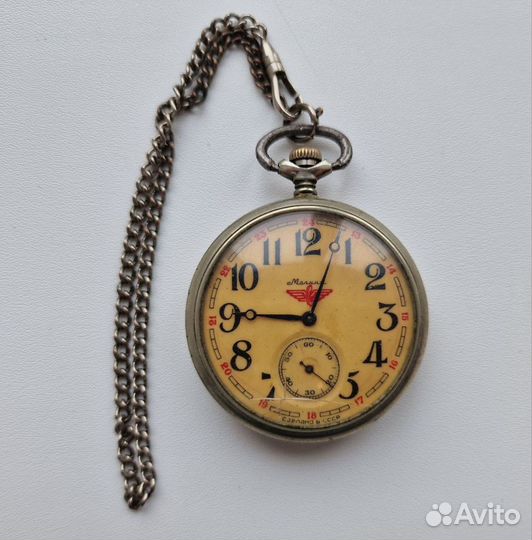 Часы карманные с паровозом, Молния, СССР