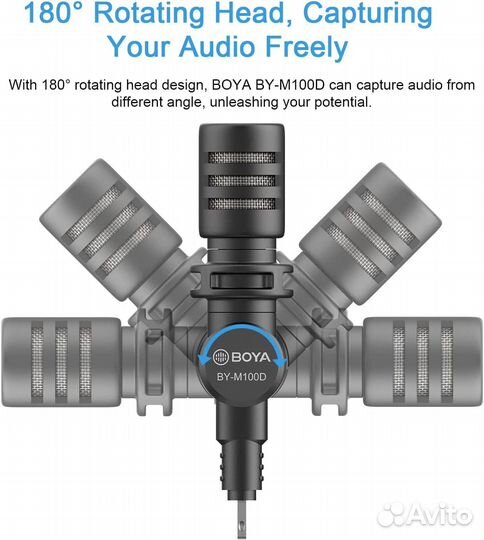 Мини микрофон boya BY-M100D iPhone iOS