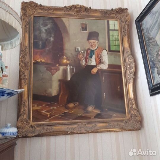 Антикварная картина холст масло