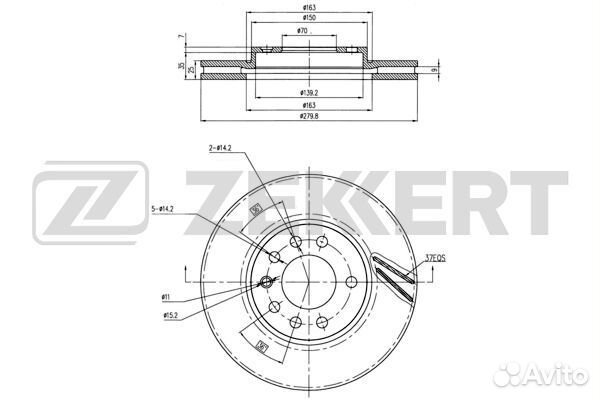 Диск торм. перед. Opel Astra F G H 98- Zafira A B