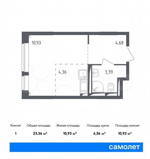 Квартира-студия, 23,4 м², 17/17 эт.