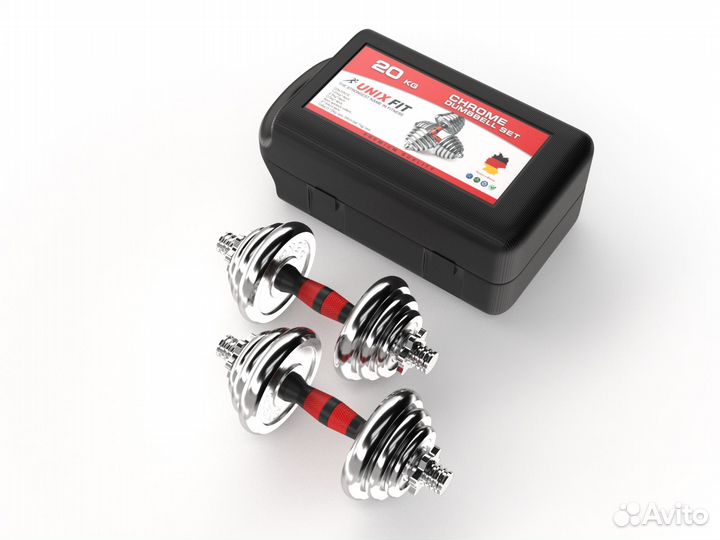 Набор гантелей Unixfit в кейсе 20 кг