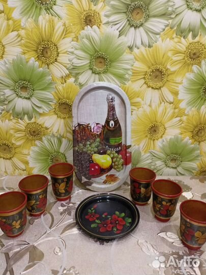 Изделия Хохломы и Поднос жостово СССР