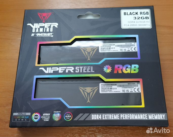 Patriot Viper RGB DDR4 32 Gb 3600 Mhz (2x16Gb)