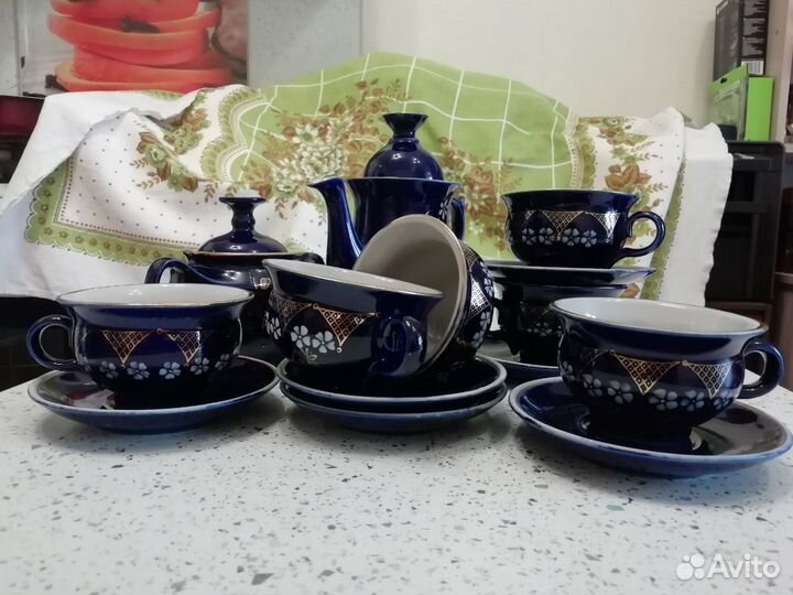 Кофейный сервиз кобальтовый Новгород
