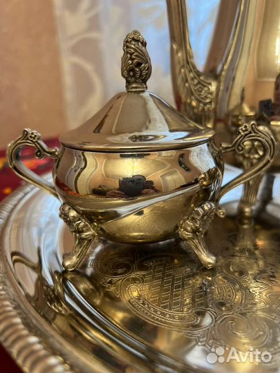 Сервиз кофейный мельхиор антиквариат