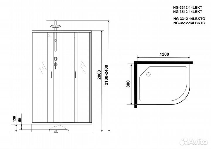 Душевая кабина Niagara Classic NG-3312-14BKT 120х