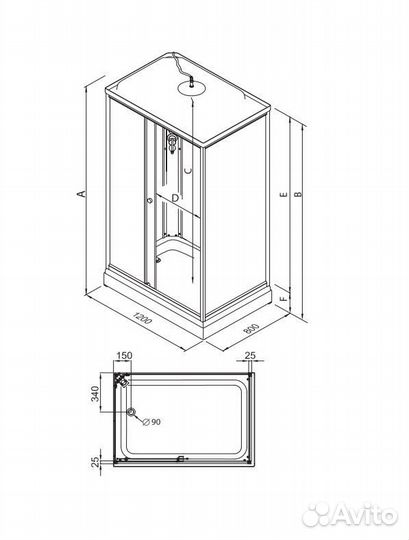Душевая кабина Triton Квадро (полосы) 120*80*228 А