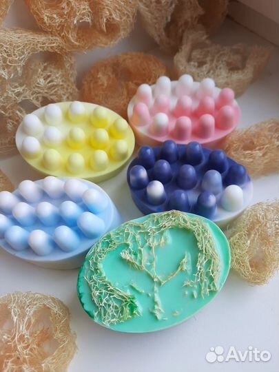 Массажное мыло с люфой и без