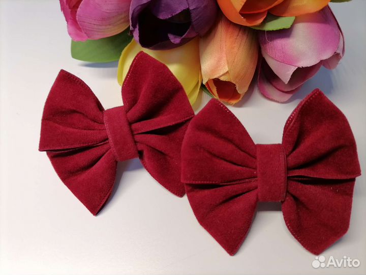 Бантики из бархатной ленты