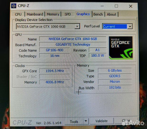 Видеокарта Gigabyte GTX 1060 6gb