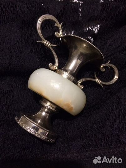 Подсвечник металлический с ониксом Винтаж: