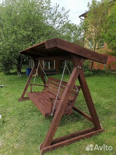 Садовые качели, деревянные, ручной работы